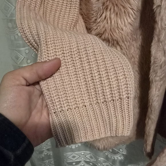 Roaman's Pink Faux Fur Rib Knit Cardigan Jacket Women's 22-24 1X - Picture 2 of 14